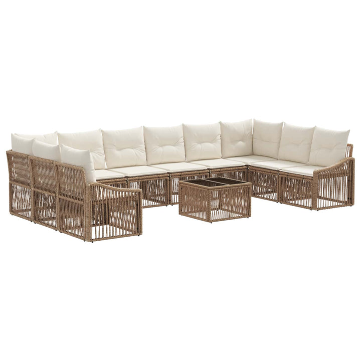 Havesofa Sæt 11 stk. Beige polyrattan