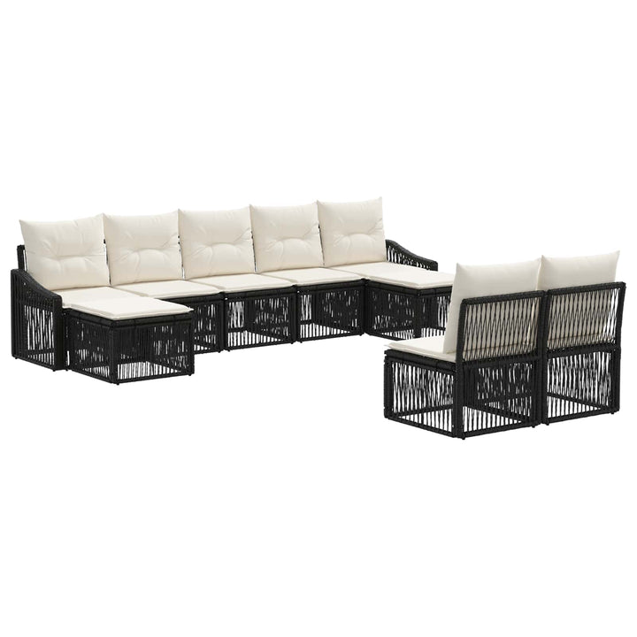 Havesofa Sæt 9 stk. Sort polyrattan