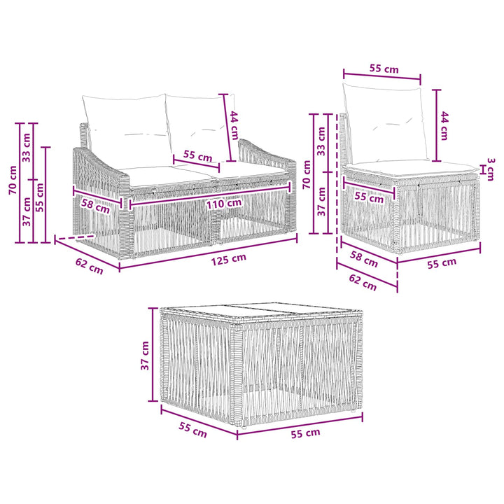 Havesofa Sæt 9 stk. Sort polyrattan