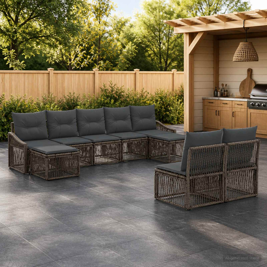 Havesofa Sæt 9 stk. Grå polyrattan