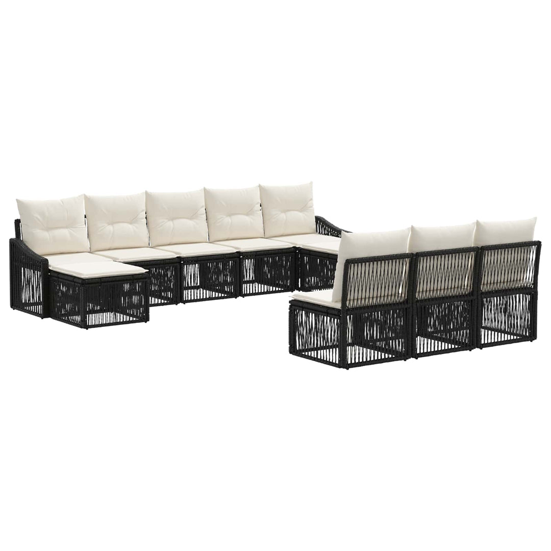 Havesofa Sæt 10 stk. Sort polyrattan