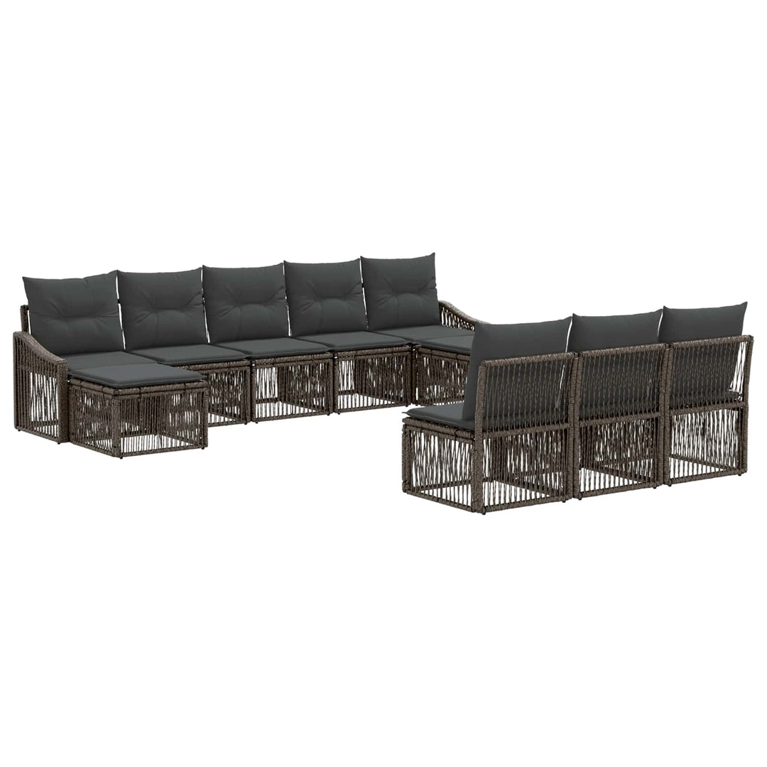 Havesofa Sæt 10 stk. Grå polyrattan