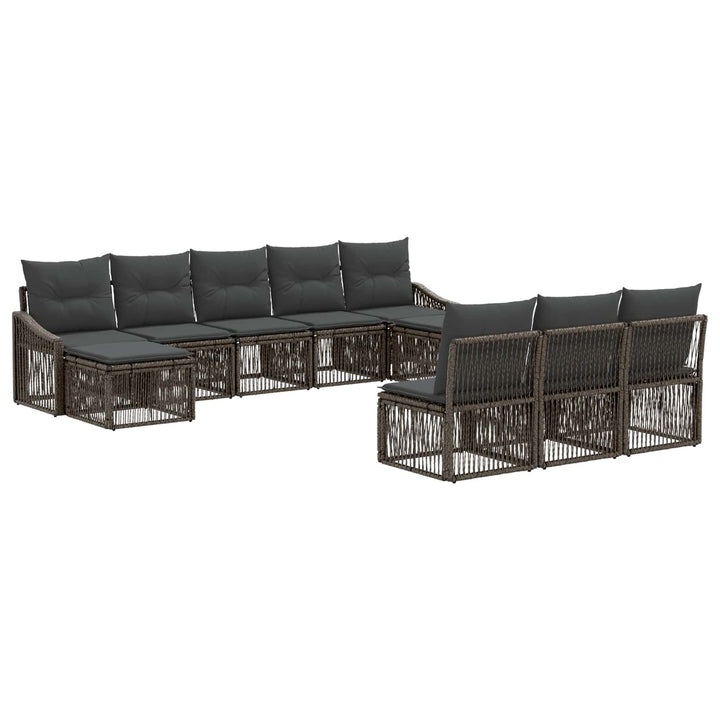 Havesofa Sæt 10 stk. Grå polyrattan