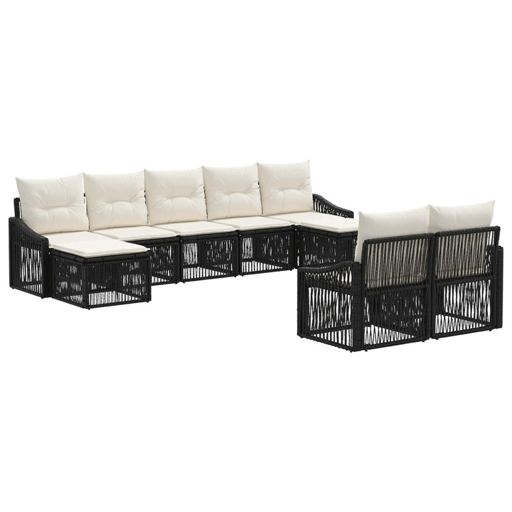 Havesofa Sæt 9 stk. Sort polyrattan