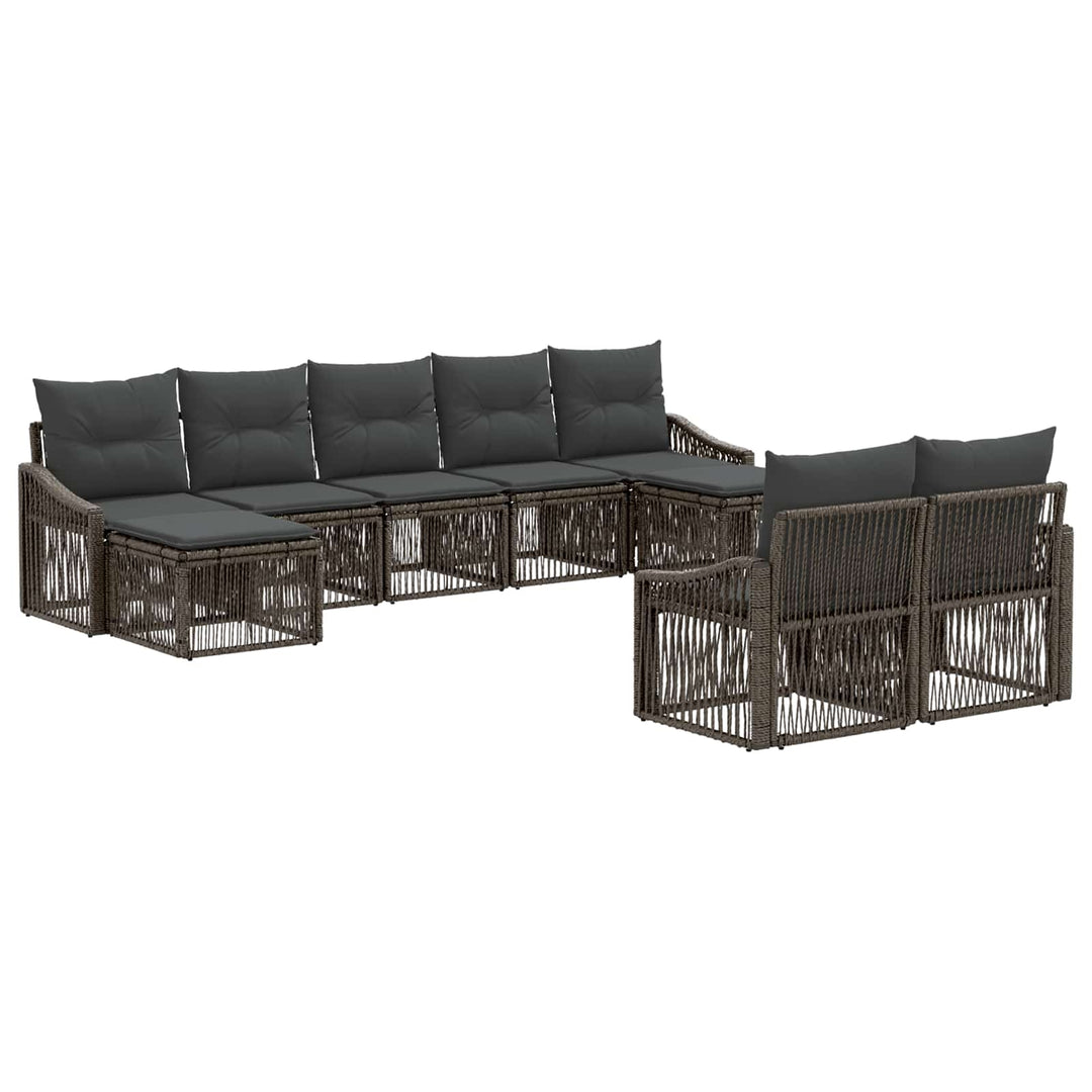 Havesofa Sæt 9 stk. Grå polyrattan