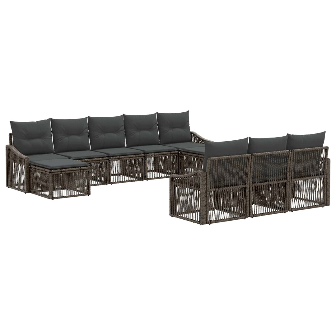 Havesofa Sæt 10 stk. Grå polyrattan