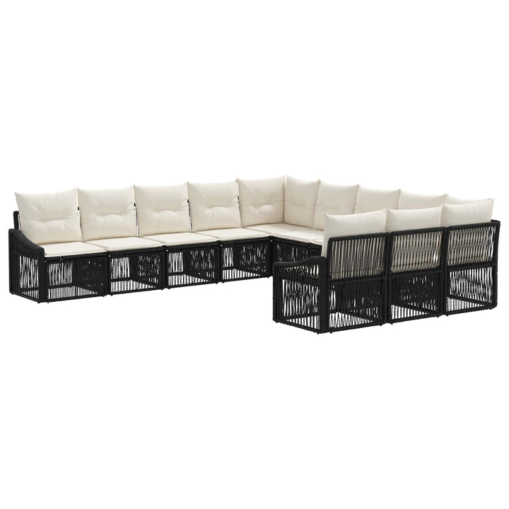 Havesofa Sæt 11 stk. Sort polyrattan