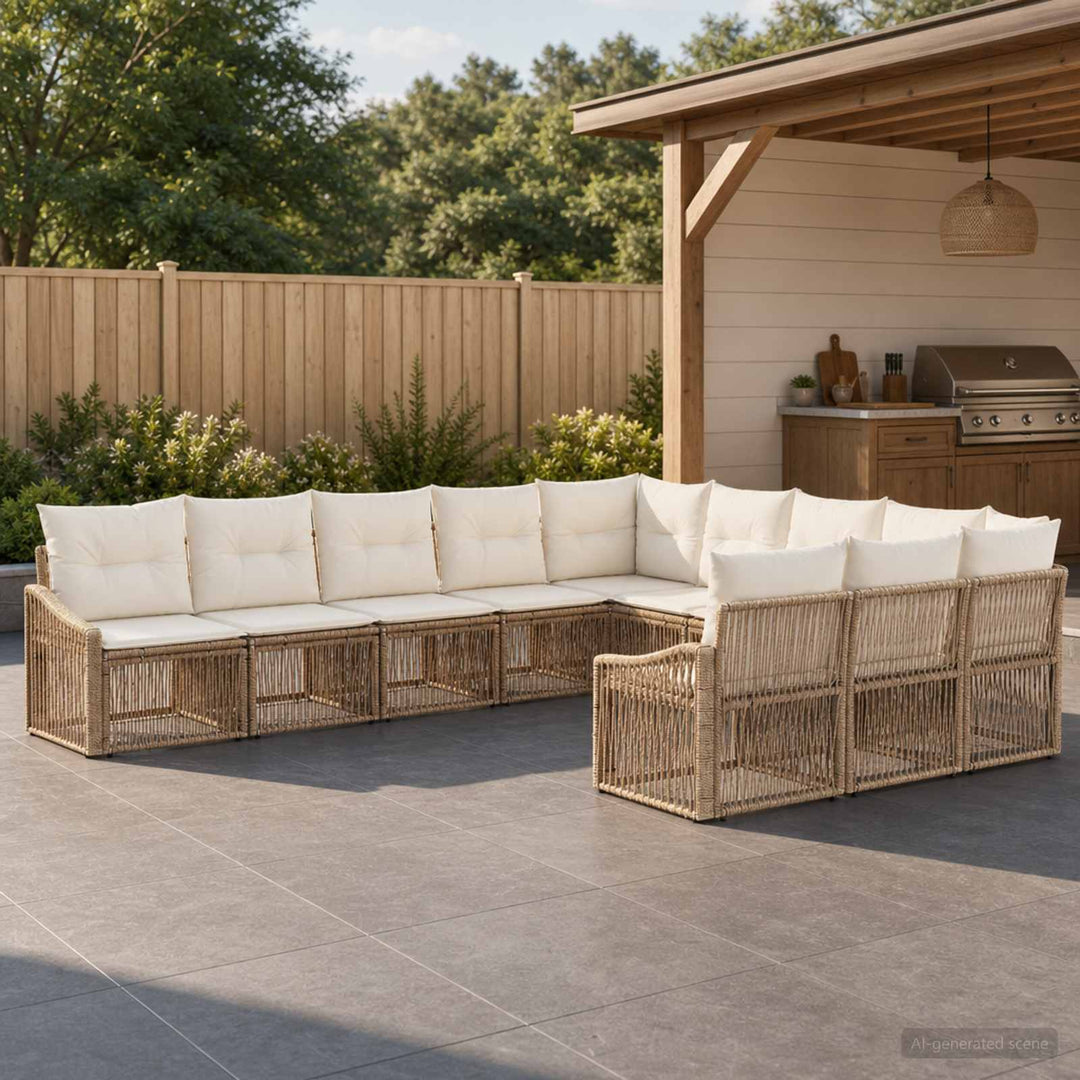 Havesofa Sæt 11 stk. Beige polyrattan