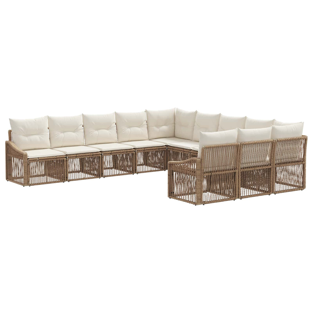 Havesofa Sæt 11 stk. Beige polyrattan