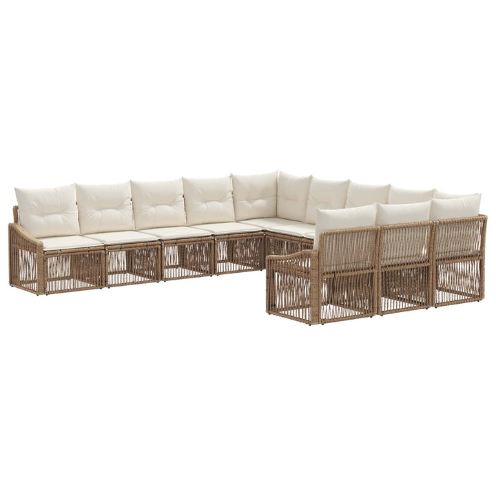 Havesofa Sæt 11 stk. Beige polyrattan