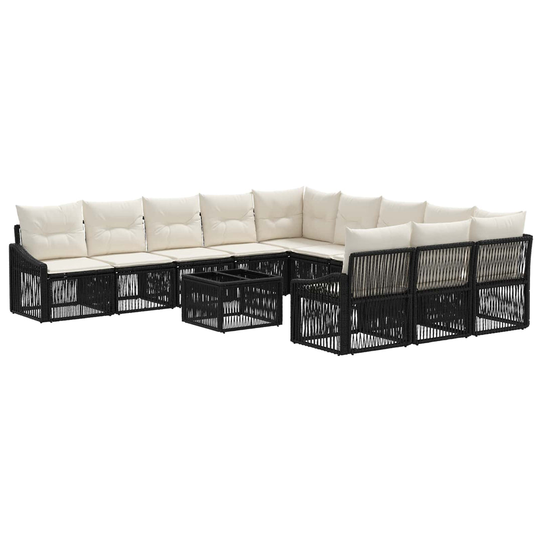 Havesofa Sæt 12 stk. Sort polyrattan