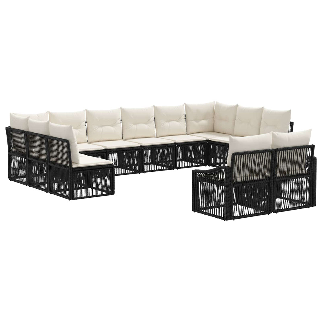 Havesofa Sæt 12 stk. Sort polyrattan