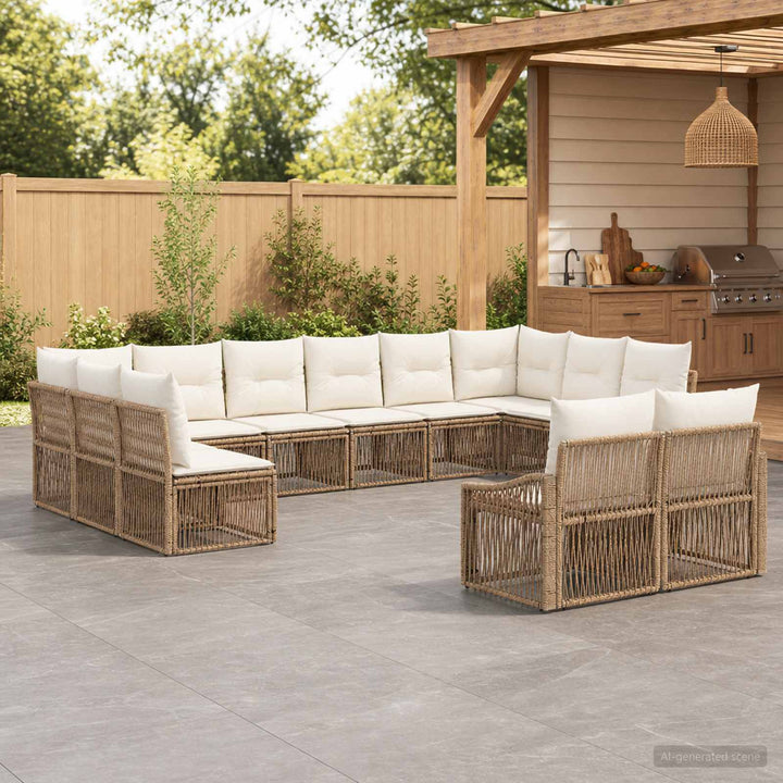 Havesofa Sæt 12 stk. Beige polyrattan