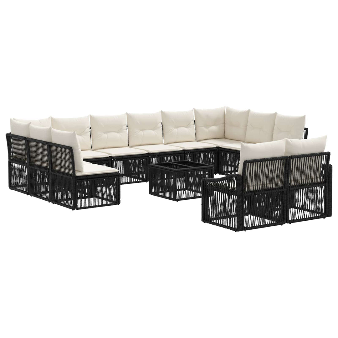 Havesofa Sæt 13 stk. Sort polyrattan
