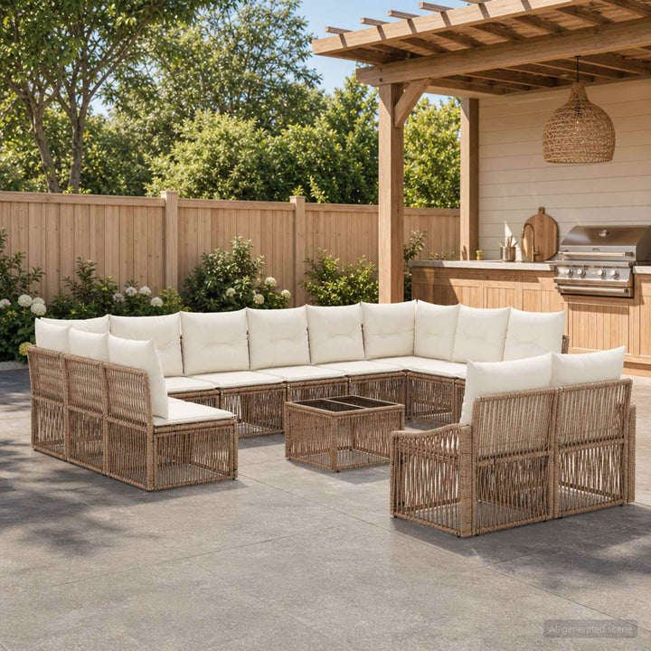 Havesofa Sæt 13 stk. Beige polyrattan