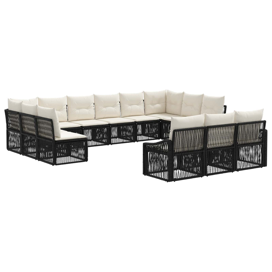 Havesofa Sæt 13 stk. Sort polyrattan