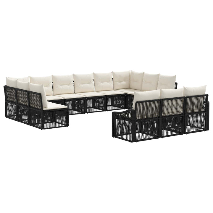Havesofa Sæt 13 stk. Sort polyrattan