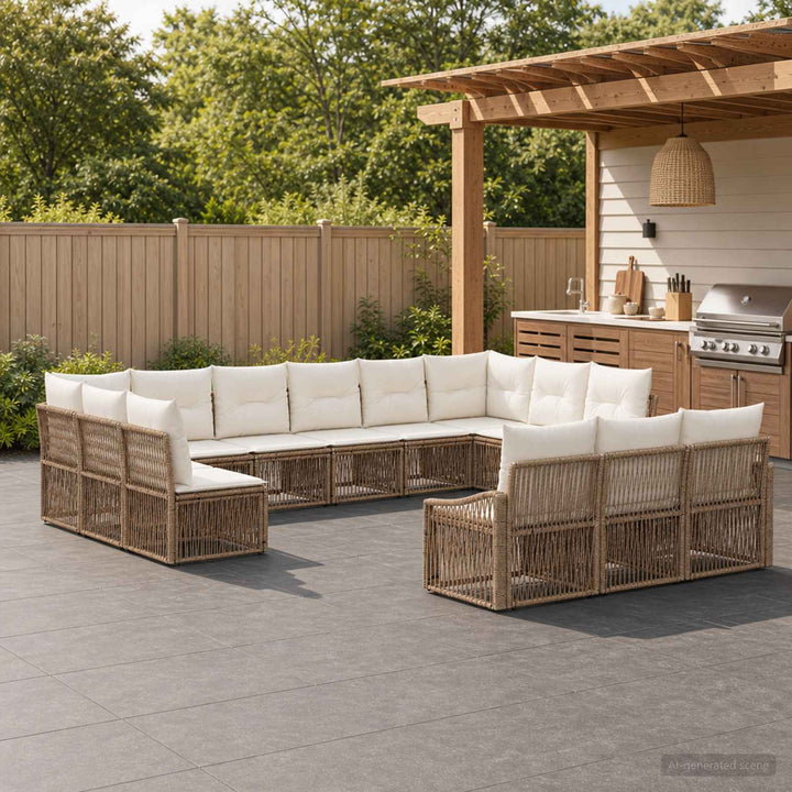 Havesofa Sæt 13 stk. Beige polyrattan