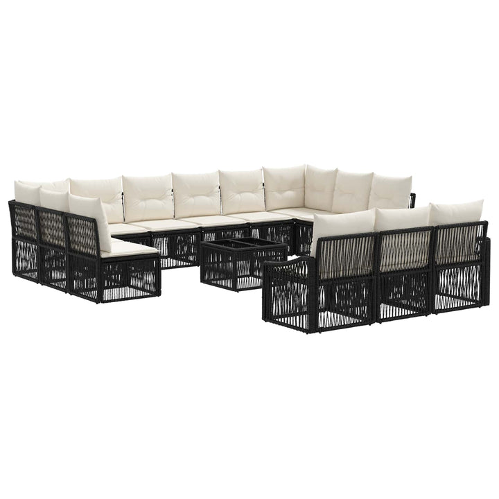 Havesofa Sæt 14 stk. Sort polyrattan