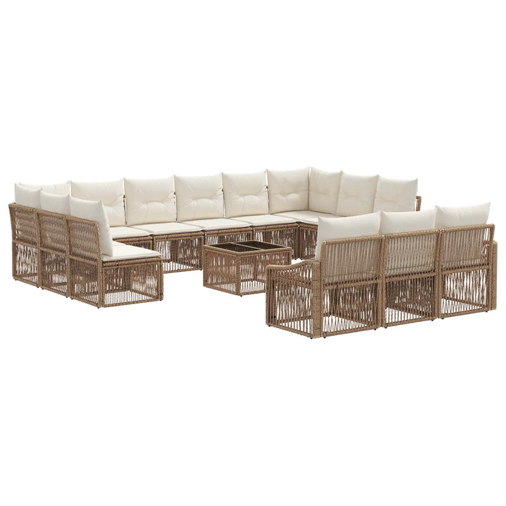Havesofa Sæt 14 stk. Beige polyrattan