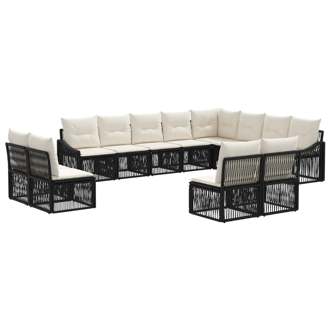Havesofa Sæt 12 stk. Sort polyrattan