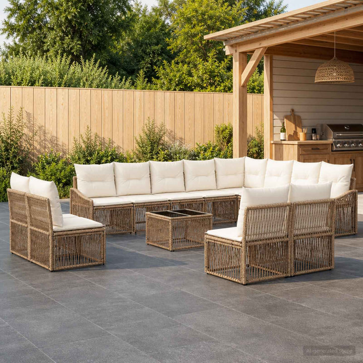 Havesofa Sæt 13 stk. Beige polyrattan