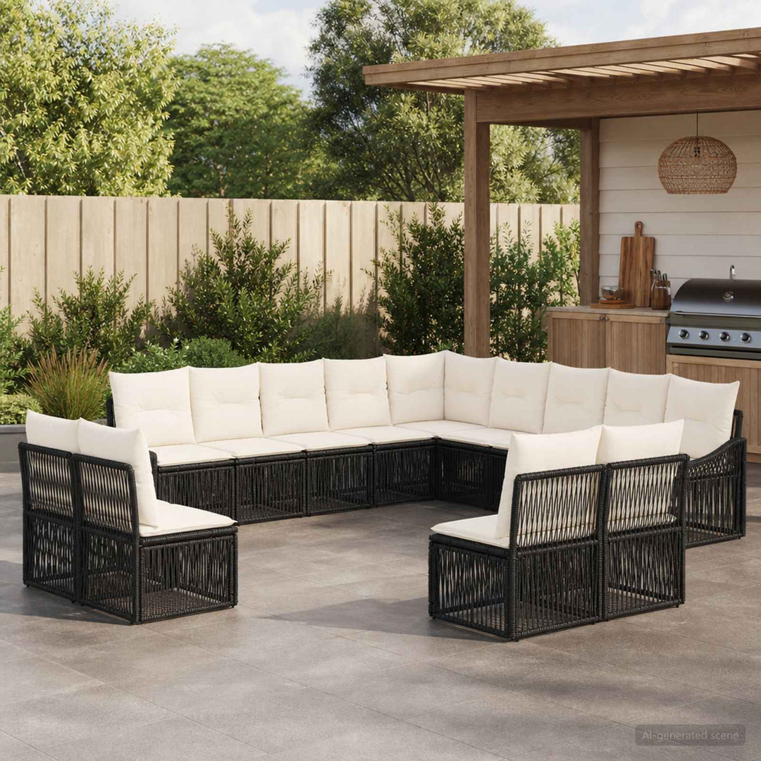 Havesofa Sæt 13 stk. Sort polyrattan