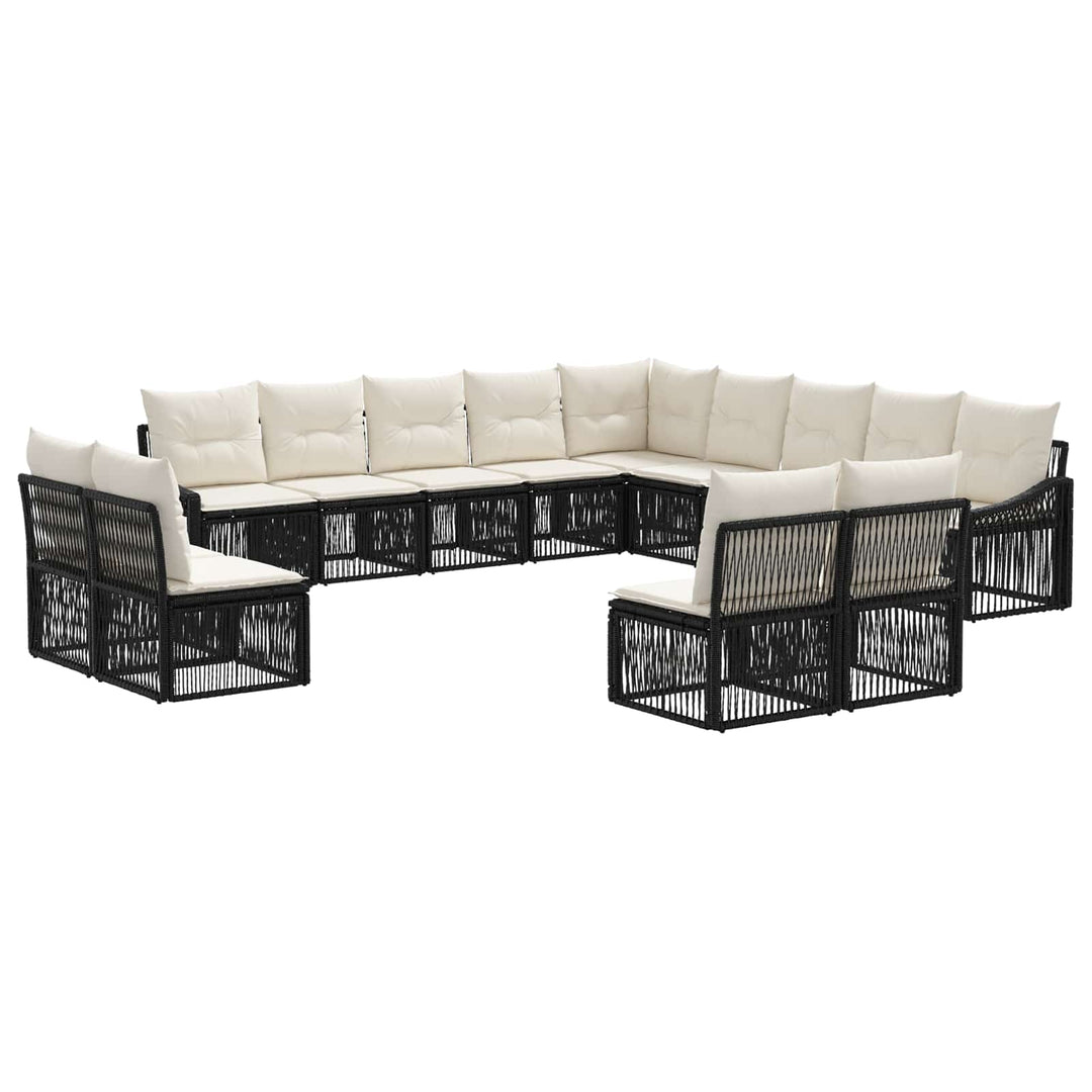 Havesofa Sæt 13 stk. Sort polyrattan