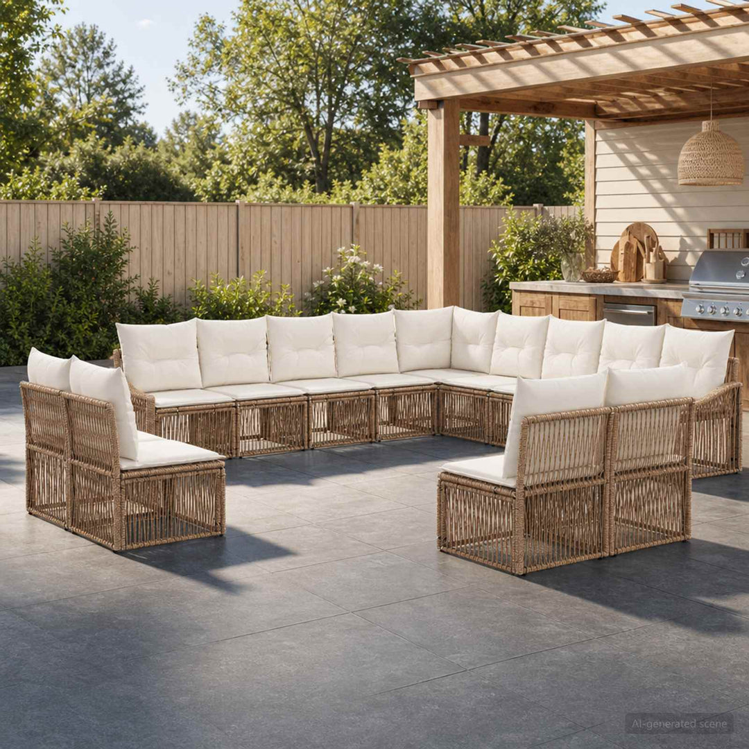 Havesofa Sæt 13 stk. Beige polyrattan