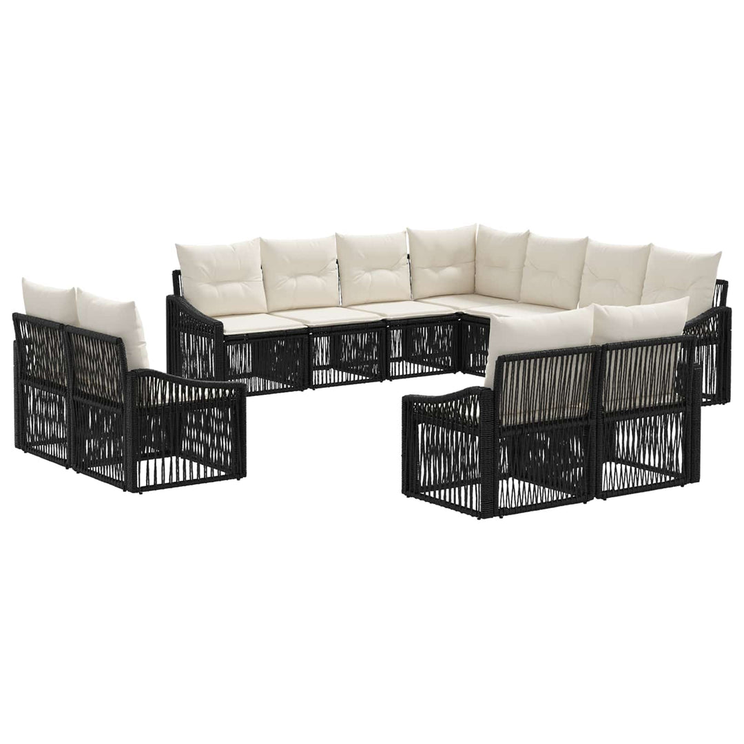 Havesofa Sæt 11 stk. Sort polyrattan