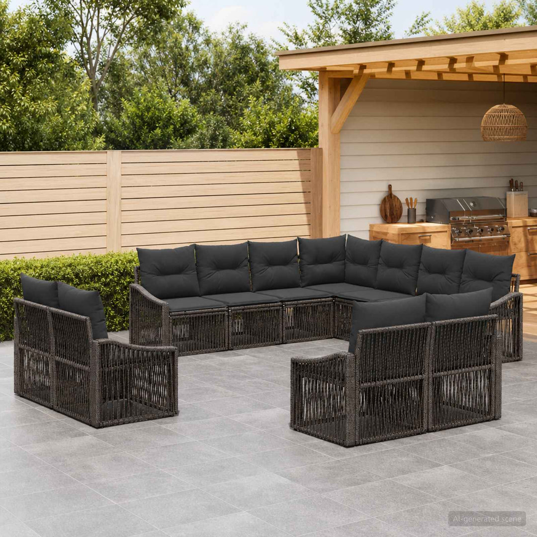 Havesofa Sæt 11 stk. Grå polyrattan