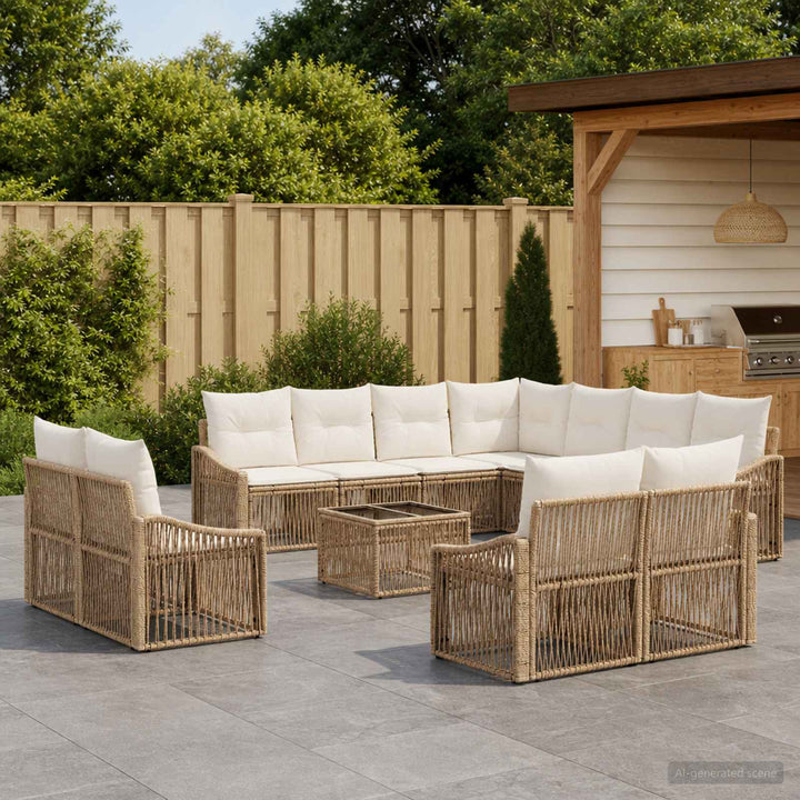 Havesofa Sæt 12 stk. Beige polyrattan