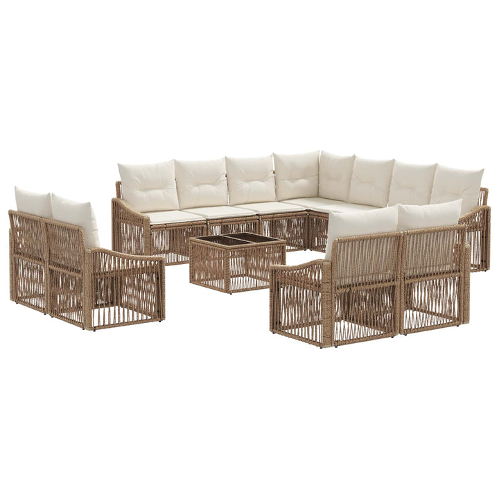 Havesofa Sæt 12 stk. Beige polyrattan