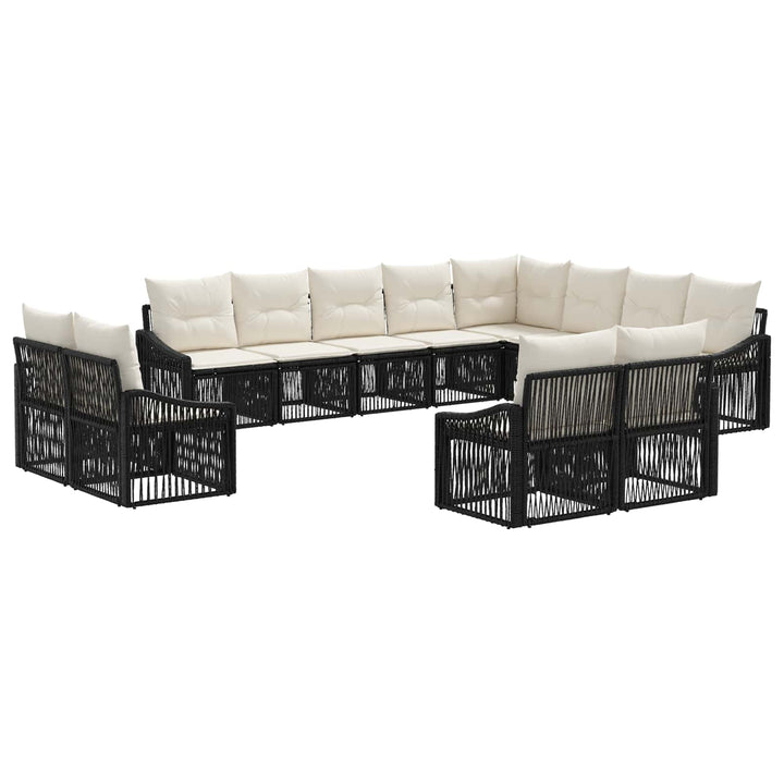 Havesofa Sæt 12 stk. Sort polyrattan