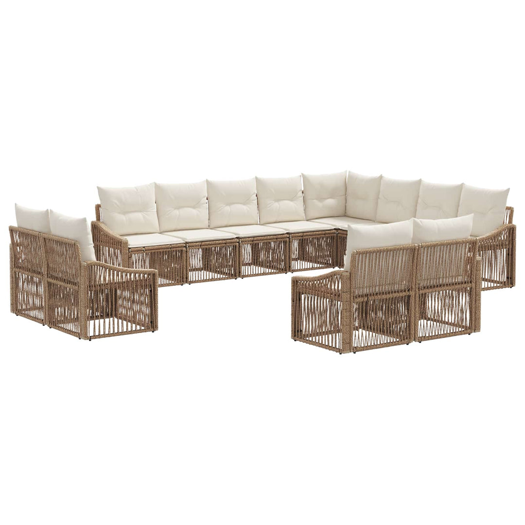 Havesofa Sæt 12 stk. Beige polyrattan