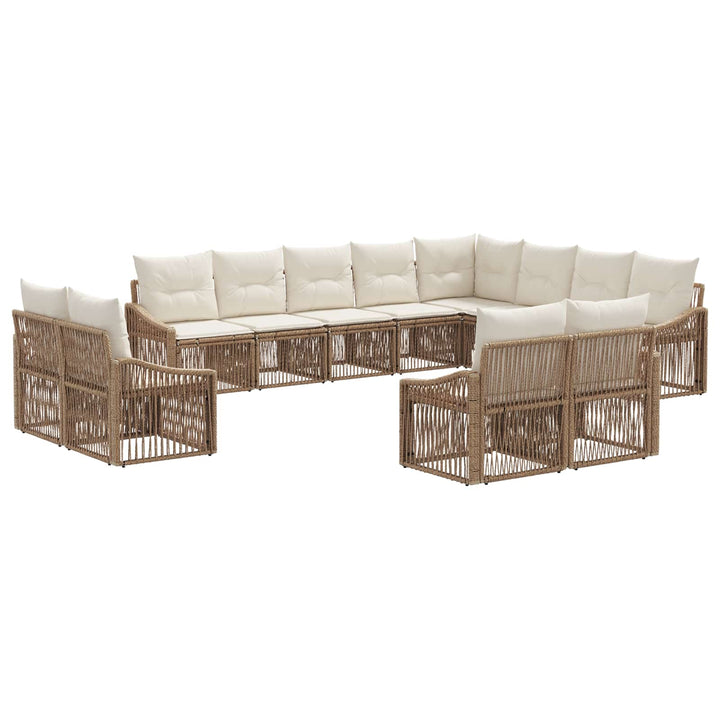Havesofa Sæt 12 stk. Beige polyrattan