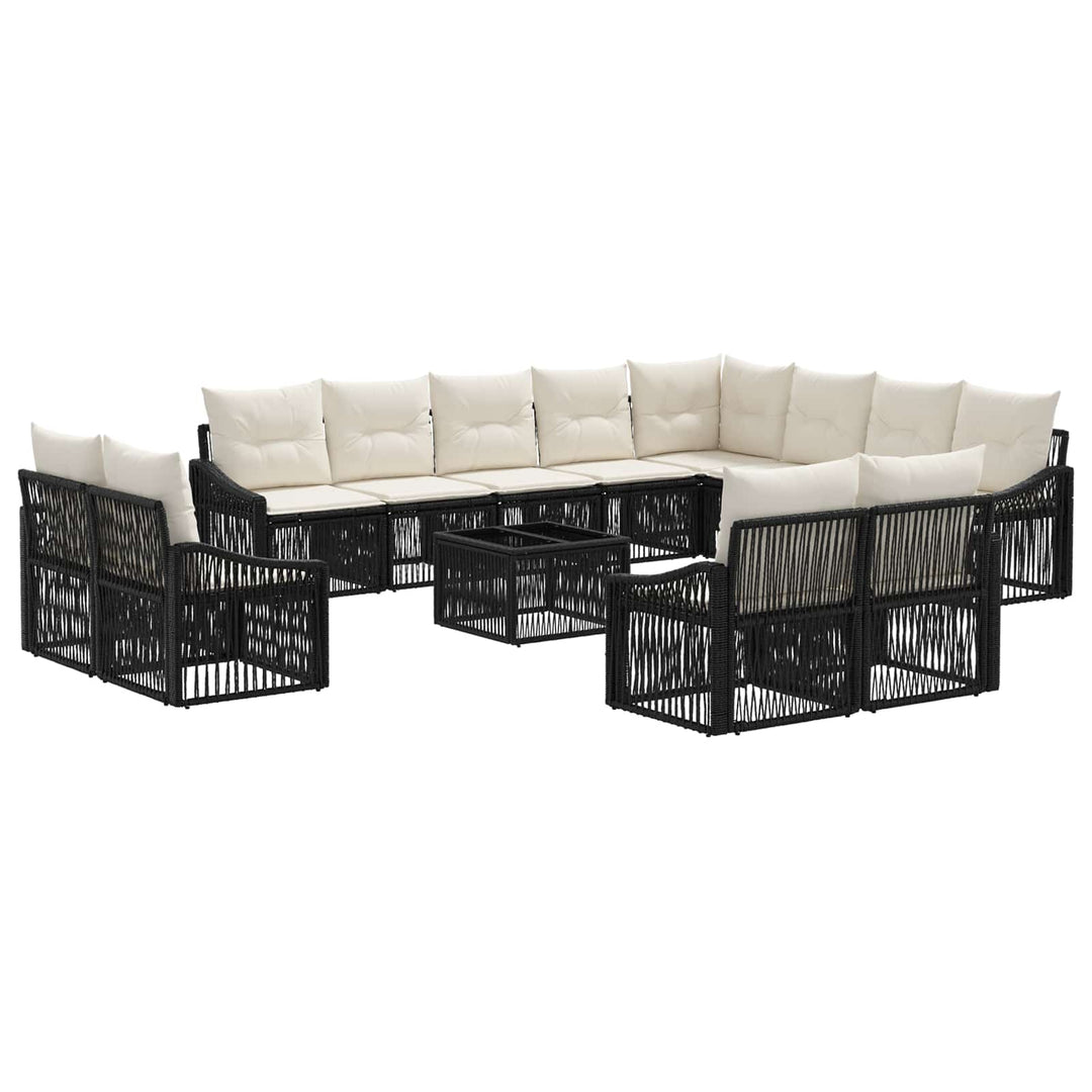 Havesofa Sæt 13 stk. Sort polyrattan