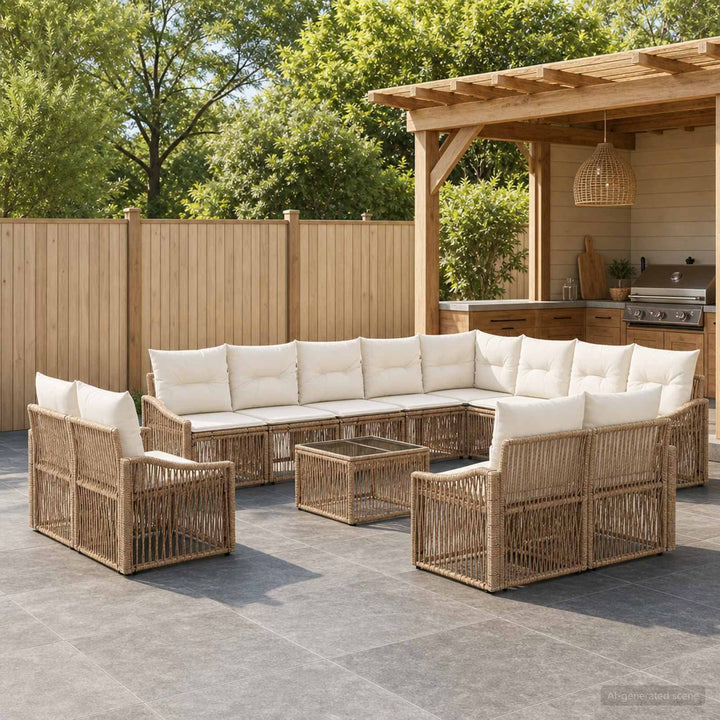 Havesofa Sæt 13 stk. Beige polyrattan