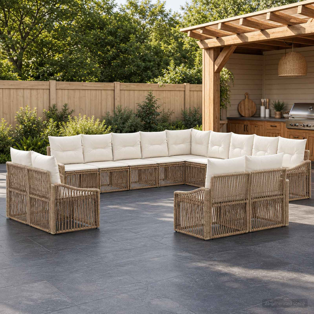 Havesofa Sæt 13 stk. Beige polyrattan