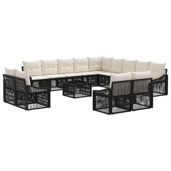 Havesofa Sæt 14 stk. Sort polyrattan