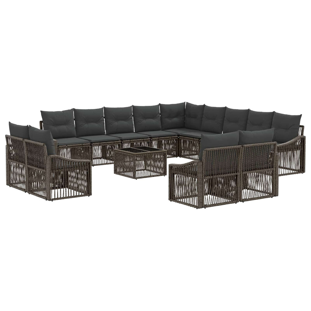 Havesofa Sæt 14 stk. Grå polyrattan