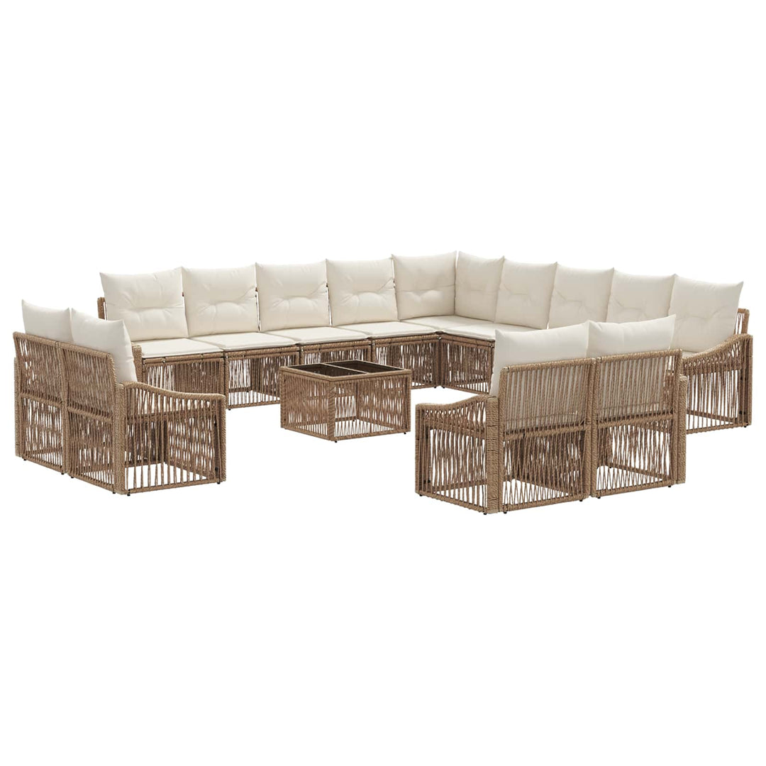Havesofa Sæt 14 stk. Beige polyrattan