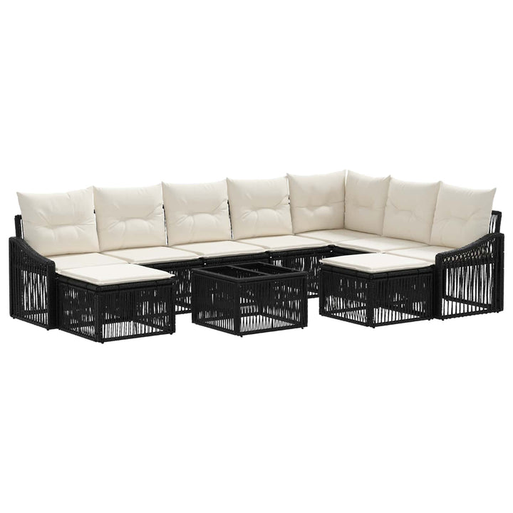 Havesofa Sæt 10 stk. Sort polyrattan