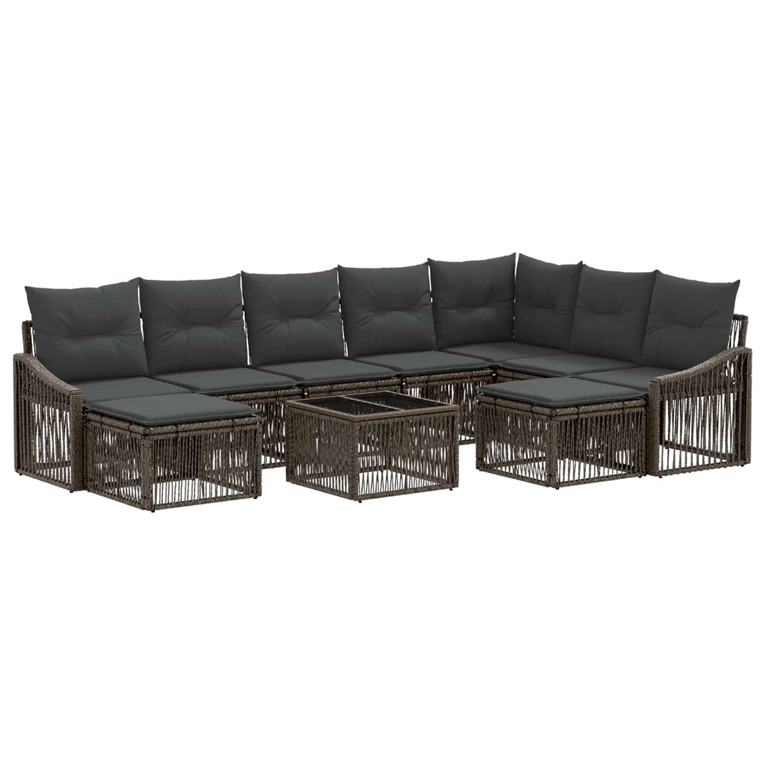 Havesofa Sæt 10 stk. Grå polyrattan
