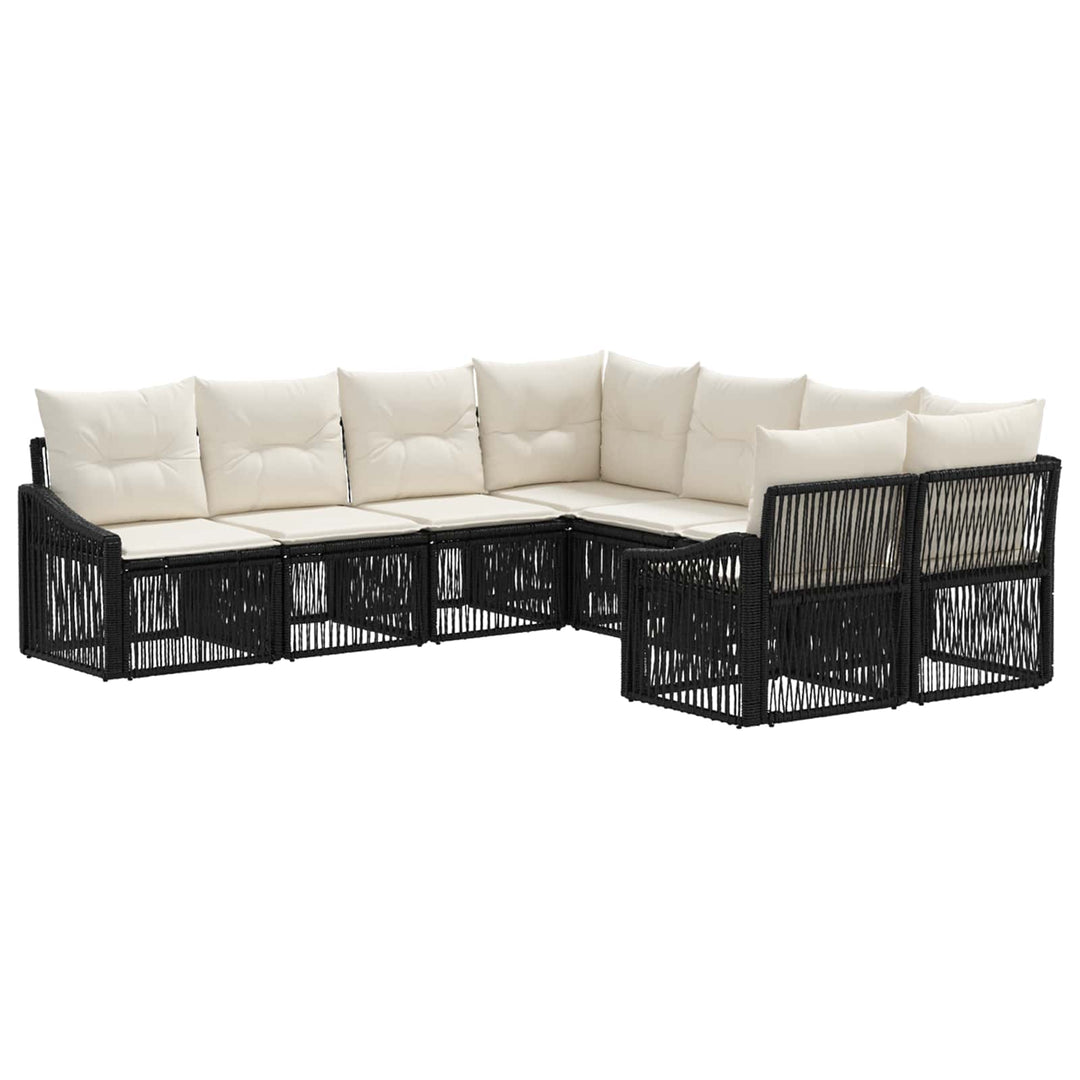 Havesofa Sæt 8 stk. 8-Antal sæder Sort polyrattan