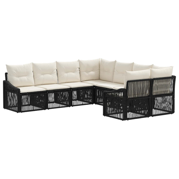 Havesofa Sæt 8 stk. 8-Antal sæder Sort polyrattan