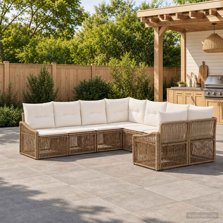 Havesofa Sæt 8 stk. 8-Antal sæder Beige polyrattan