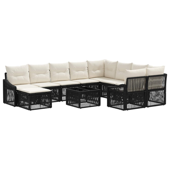 Havesofa Sæt 11 stk. Sort polyrattan