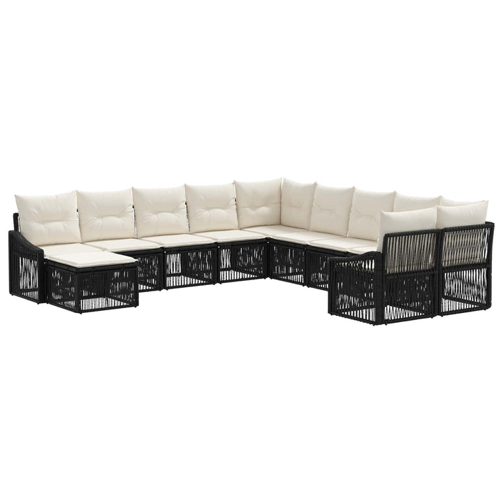 Havesofa Sæt 11 stk. Sort polyrattan