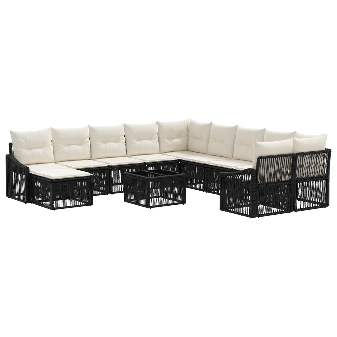 Havesofa Sæt 12 stk. Sort polyrattan